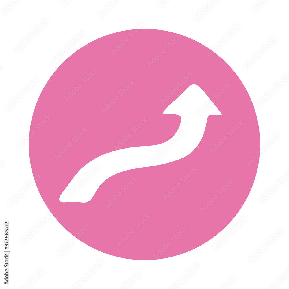 Poster arrow right and up direction block style