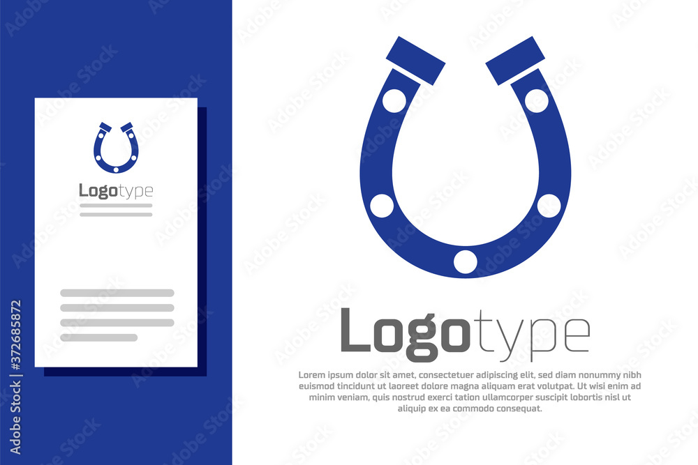 Poster blue horseshoe icon isolated on white background. logo design template element. vector.