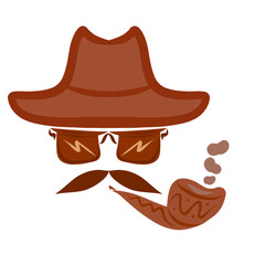 spy or detective smokes a patterned pipe