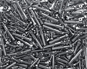 screws 3D render bunch of screws nut bolts wallpaper tools hardware 