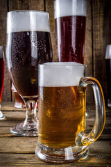 Set of various beer glasses