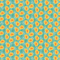 flowers. Yellow .12" x 12".