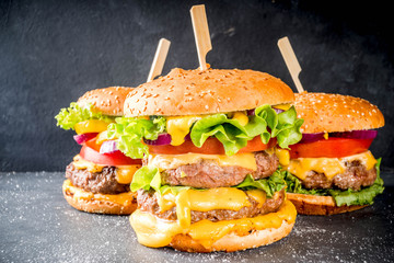 Tasty grilled homemade cheeseburgers