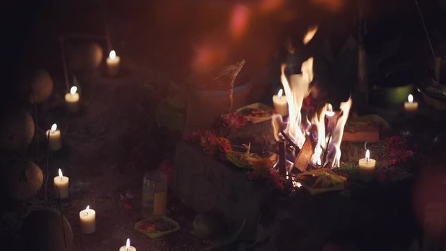 puja or yajna ceremony in India and hindu traditional holy ritual