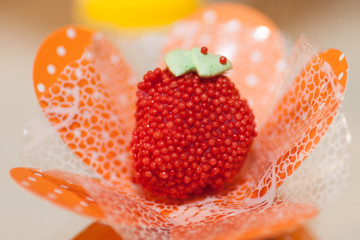 strawberry in a sugar red decoration candy