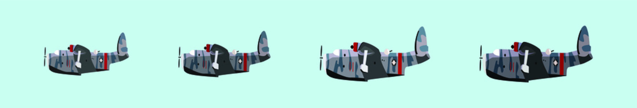 set of military transportation. airplane cartoon icon design template with various models. vector illustration