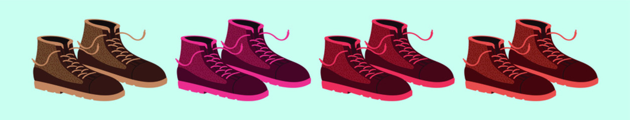 set of women ankle boots cartoon icon design template with various models. vector illustration