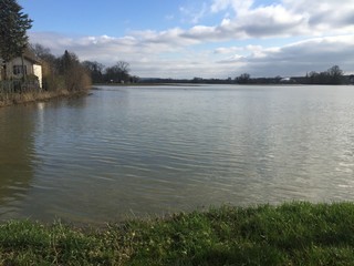 eau, inondation, lac 