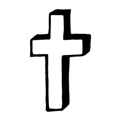 Obraz premium Halloween vector illustration. Hand drawn cross isolated on white background. Spooky element for banner, poster, invitation or festive decoration