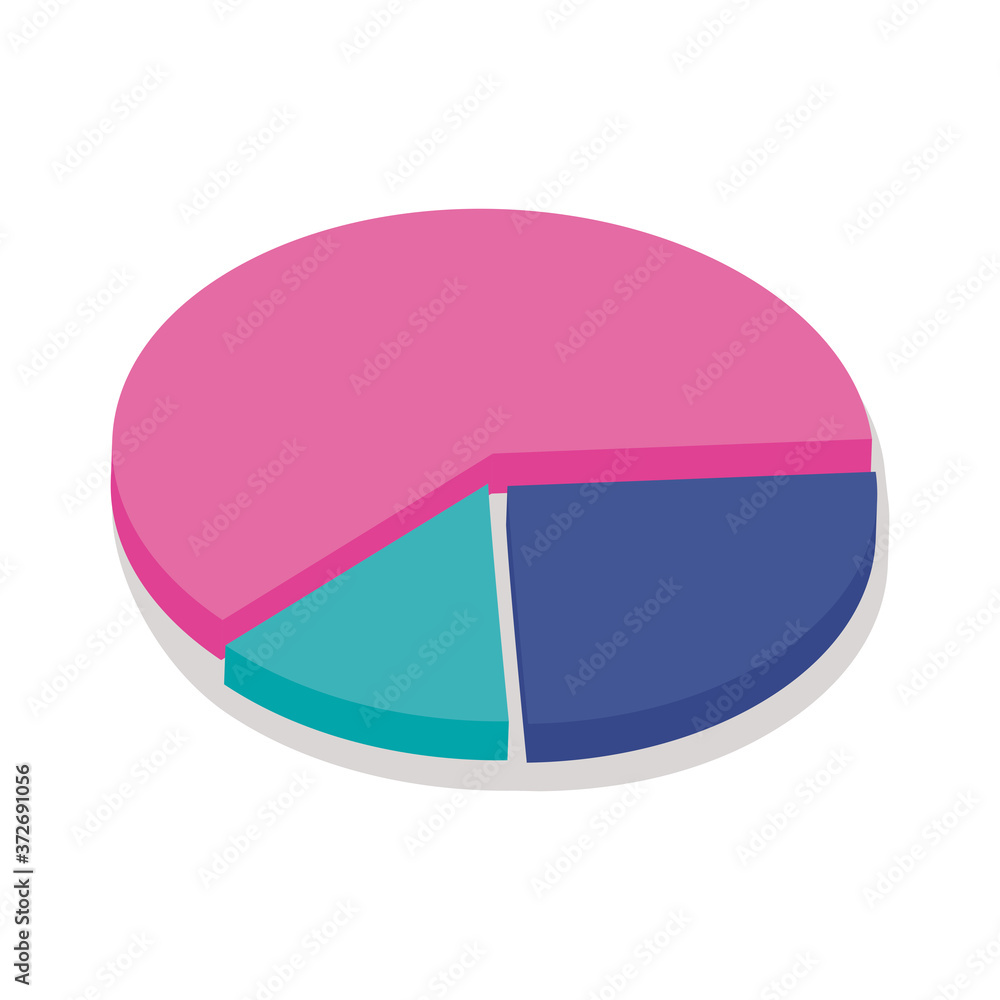 Poster pie chart isometric line style icon vector design