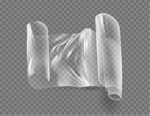 Close up vector on a plastic transparent cellophane bag on white background. The texture looks blank and shiny.