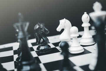 Chess game competition business concept , Business competition concept Fighting and confronting...