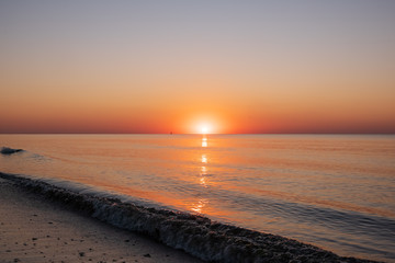 Beautiful sunrise over the Black sea in Ukraine 2020