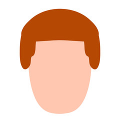 silhouette of a male head with brown hair on a white background