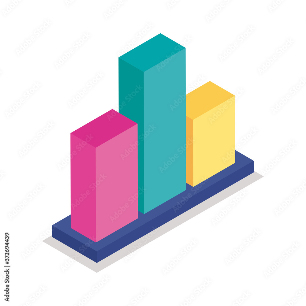 Sticker Bars chart isometric line style icon vector design