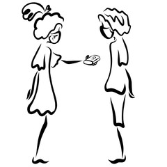 girl in a medical mask gives soap to a boy