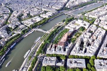 Panoramic view on Eiffel Tower, Paris, France.