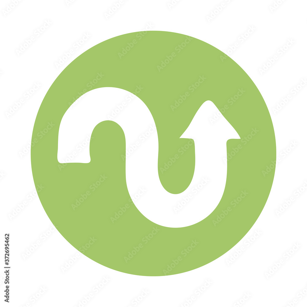 Poster curve arrow up direction block style icon