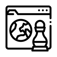 chess figure and earth on web site icon vector. chess figure and earth on web site sign. isolated contour symbol illustration