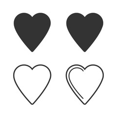 Set of hearts in black and white style on a white background.Vector