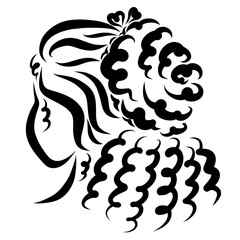 retro hairstyle with curls on the head of a young lovely lady