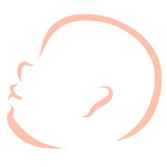 head of a cute bald toddler looking up