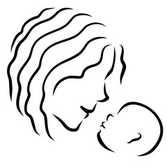 young mother looks at her baby with love