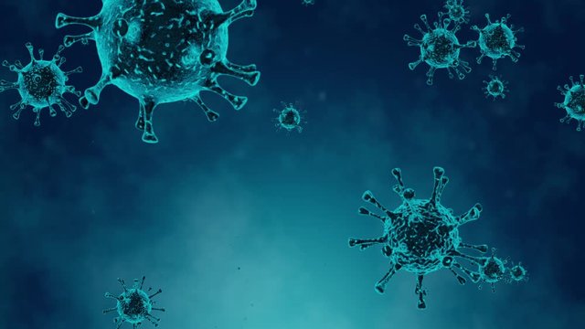 Virus attack. Influenza viruses in the surrounding area. (SARS-CoV-2, Covid-19, Wuhan Coronavirus, 2019nCoV, SARS-CoV, MERS-CoV). 3D animation. Quick Time, h264, 16-bit color, highest quality. 