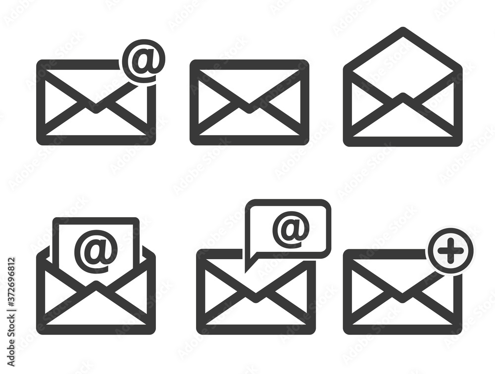 Poster Envelope mail line icons set, outline vector symbol collection, message linear style pictogram pack. Signs, logo illustration. Set includes icons as feedback message, correspondence newsletter, email