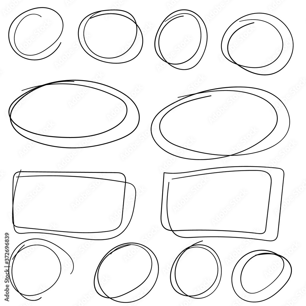 Poster roughly hand drawn, handmade elements. set of frames, rectangles and circles eps vector
