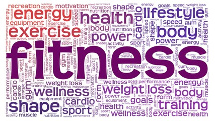 Fitness vector illustration word cloud isolated on a white background.