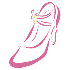 pink elegant high heels shoes with yellow heart