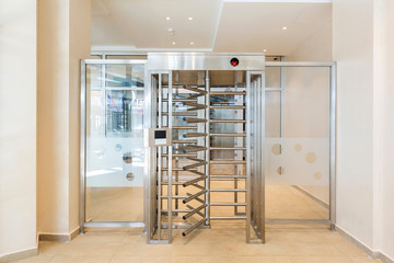 Security turnstiles revolving door with bars and  electronic access control