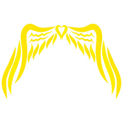 large yellow wings with a heart between them