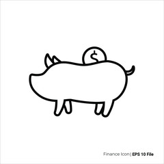 Piggy bank icon outline. Piggy bank icon vector design. isolated on white background