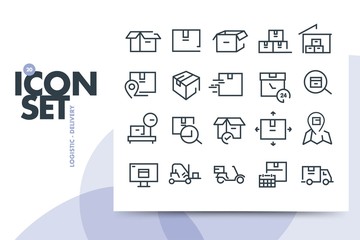 Collection of delivery and logistic thin line vector icons. Logistic line icon set, Delivery symbols collection, vector sketches, logo illustrations, shipping signs linear pictograms package isolated.