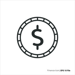 Coin icon outline. Coin icon vector design. isolated on white background