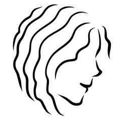 face contour of smiling girl with wavy hair