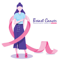 Breast Cancer Awareness Month with Women Vector.