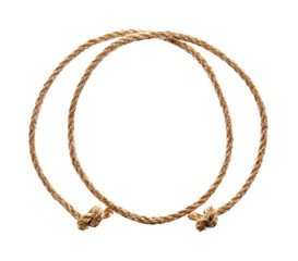 Frame made of rope on white background