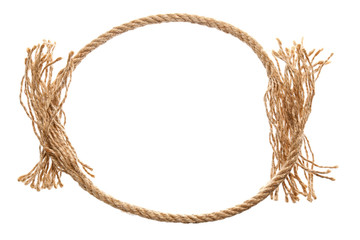 Frame made of rope on white background