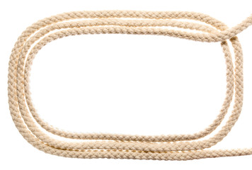 Frame made of rope on white background