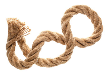 Long rope on white background