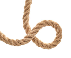 Long rope on white background