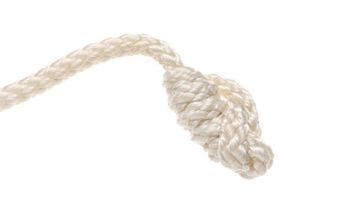 Rope with knot on white background