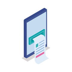 smartphone with paper receipt isometric style icon