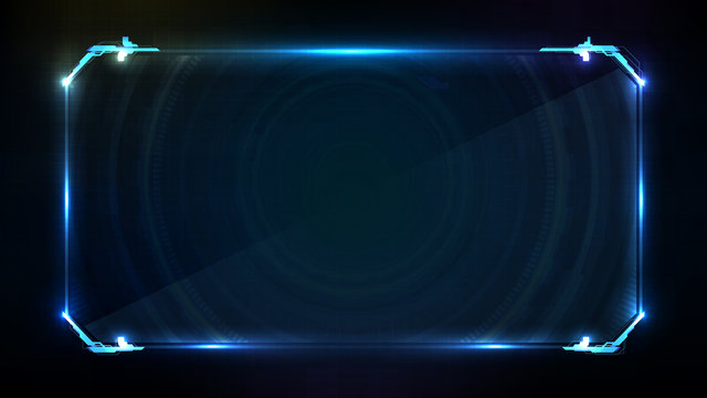 Abstract Futuristic Background Of Blue Glowing Technology Sci Fi Frame Hud Ui