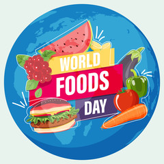 World Food Day Vector, foods with global of world food day concept vector.  