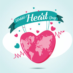 World Heart Day with Global heart vector.