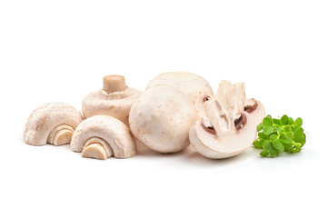 Champignon mushrooms, isolated on white background